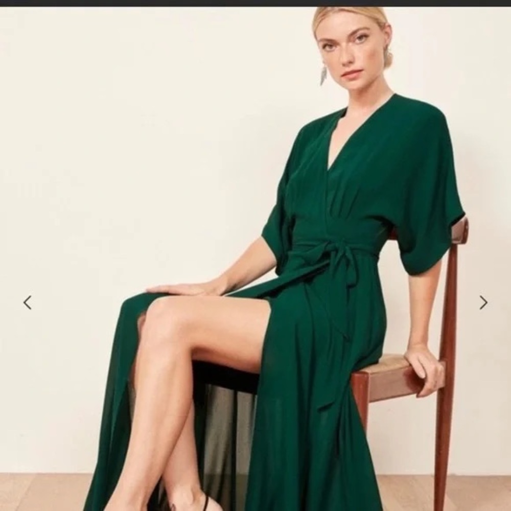 Reformation Emerald Winslow Maxi Wrap Dress